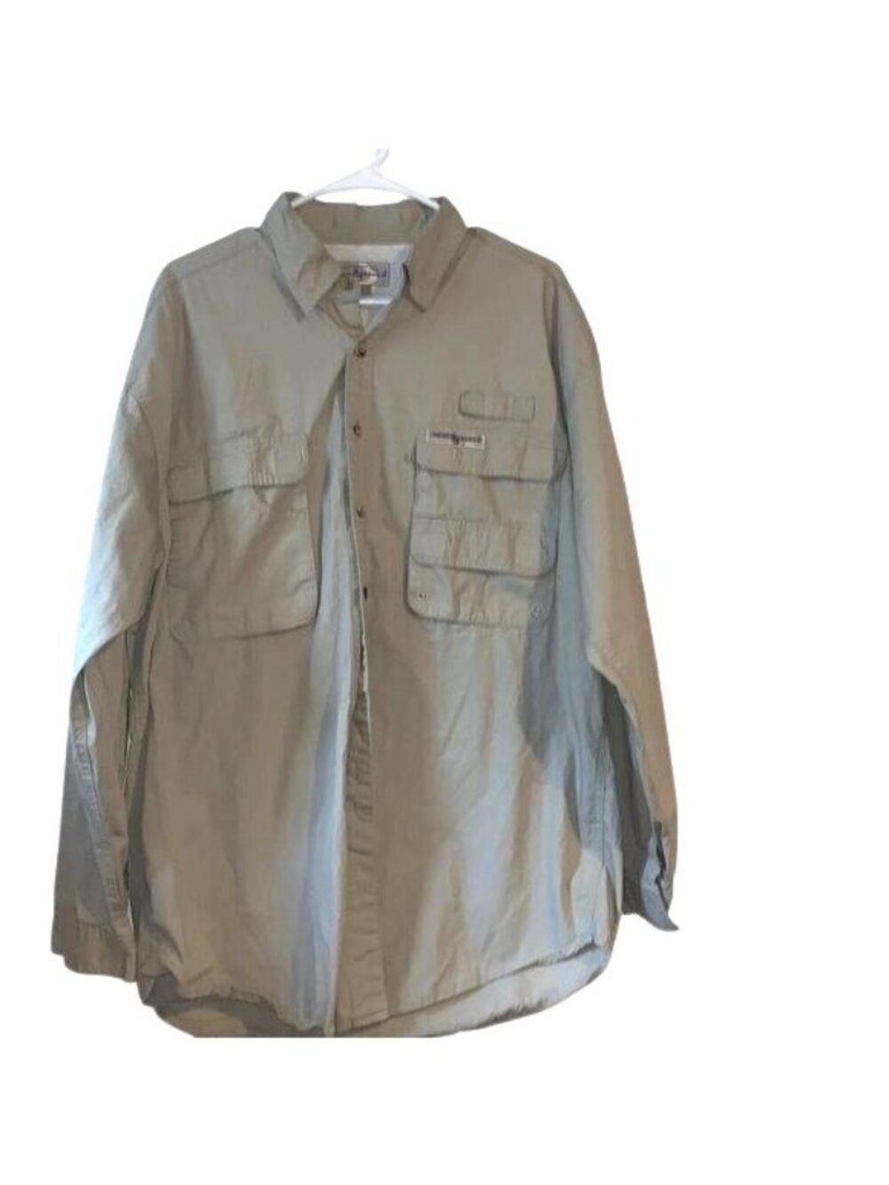 Hook & Tackle Mens Long Sleeve Fishing Shirt L Khaki Cotton Mesh Lining Metso Lo